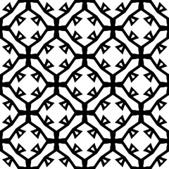 Black and white geometric seamless pattern with abstact shapes. Repeat pattern for fashion, textile design,  on wall paper, wrapping paper, fabrics and home decor.