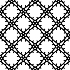 Black and white geometric seamless pattern with abstact shapes. Repeat pattern for fashion, textile design,  on wall paper, wrapping paper, fabrics and home decor.