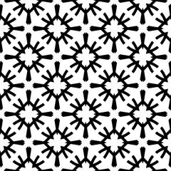 Black and white geometric seamless pattern with abstact shapes. Repeat pattern for fashion, textile design,  on wall paper, wrapping paper, fabrics and home decor.