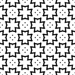 Black and white geometric seamless pattern with abstact shapes. Repeat pattern for fashion, textile design,  on wall paper, wrapping paper, fabrics and home decor.