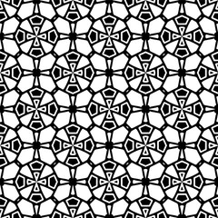 Black and white geometric seamless pattern with abstact shapes. Repeat pattern for fashion, textile design,  on wall paper, wrapping paper, fabrics and home decor.