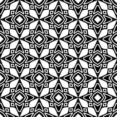 Black and white geometric seamless pattern with abstact shapes. Repeat pattern for fashion, textile design,  on wall paper, wrapping paper, fabrics and home decor.