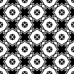 Black and white geometric seamless pattern with abstact shapes. Repeat pattern for fashion, textile design,  on wall paper, wrapping paper, fabrics and home decor.