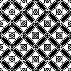 Black and white geometric seamless pattern with abstact shapes. Repeat pattern for fashion, textile design,  on wall paper, wrapping paper, fabrics and home decor.