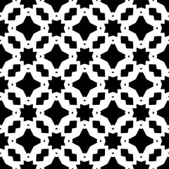 Black and white geometric seamless pattern with abstact shapes. Repeat pattern for fashion, textile design,  on wall paper, wrapping paper, fabrics and home decor.