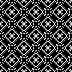 Black and white geometric seamless pattern with abstact shapes. Repeat pattern for fashion, textile design,  on wall paper, wrapping paper, fabrics and home decor.
