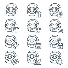 Set of Santa Claus icons. Vector illustration