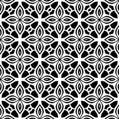 Black and white geometric seamless pattern with abstact shapes. Repeat pattern for fashion, textile design,  on wall paper, wrapping paper, fabrics and home decor.