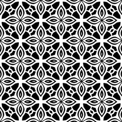 Black and white geometric seamless pattern with abstact shapes. Repeat pattern for fashion, textile design,  on wall paper, wrapping paper, fabrics and home decor.