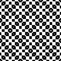 Fototapeta premium Black and white geometric seamless pattern with abstact shapes. Repeat pattern for fashion, textile design, on wall paper, wrapping paper, fabrics and home decor.