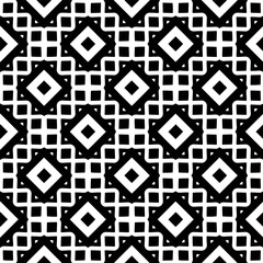 Black and white geometric seamless pattern with abstact shapes. Repeat pattern for fashion, textile design,  on wall paper, wrapping paper, fabrics and home decor.