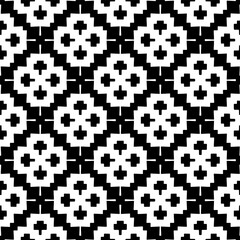 Fototapeta premium Black and white geometric seamless pattern with abstact shapes. Repeat pattern for fashion, textile design, on wall paper, wrapping paper, fabrics and home decor.