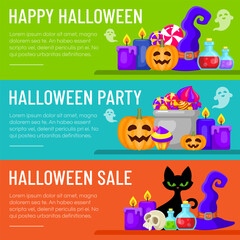 Set of Halloween banners design. Vector illustration