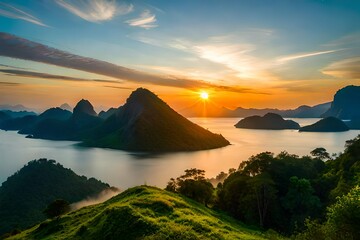 Beautiful sunrise over the mountain range AI Generated