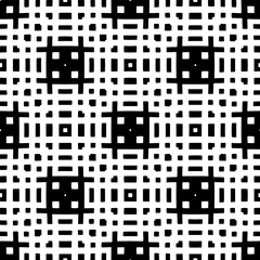 Black and white geometric seamless pattern with abstact shapes. Repeat pattern for fashion, textile design,  on wall paper, wrapping paper, fabrics and home decor.