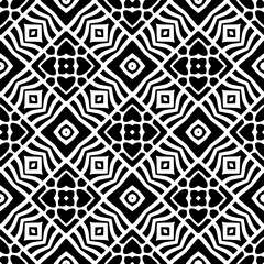 Black and white geometric seamless pattern with abstact shapes. Repeat pattern for fashion, textile design,  on wall paper, wrapping paper, fabrics and home decor.