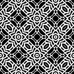 Black and white geometric seamless pattern with abstact shapes. Repeat pattern for fashion, textile design,  on wall paper, wrapping paper, fabrics and home decor.