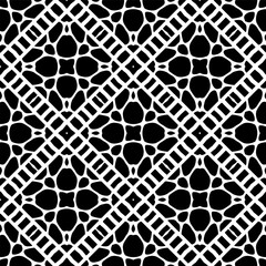 Black and white geometric seamless pattern with abstact shapes. Repeat pattern for fashion, textile design,  on wall paper, wrapping paper, fabrics and home decor.