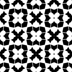 Black and white geometric seamless pattern with abstact shapes. Repeat pattern for fashion, textile design,  on wall paper, wrapping paper, fabrics and home decor.