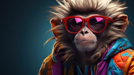 monkey wearing glasses and jacket
