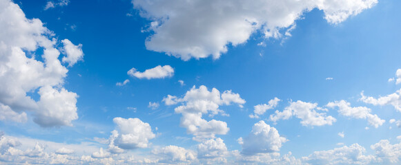 Naklejka na ściany i meble blue sky background with tiny clouds panorama