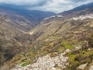 Fototapeta premium Bubion and Capileira from Pampaneira village in Alpajurra of Granada province, Spain