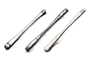 Hand drawn Illustration of baseball bats collection