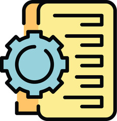 Gear business system icon outline vector. Security plan. Finance process color flat