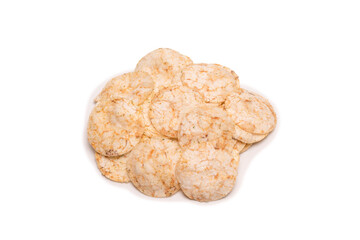 Rice chips isolated on white background.