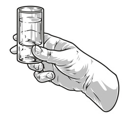 Vodka in hand monochrome sticker