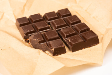 A chocolate bar isolated on white background.