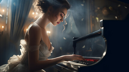 woman pianist playing piano