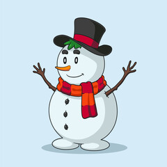 cute snowman character illustration vector