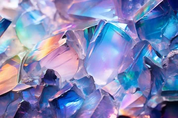 Fotobehang shiny opal iridescent crystal close up pattern texture © World of AI