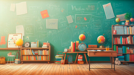 School background. Back to school. The theme of autumn and the beginning of the school year. High quality illustration
