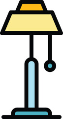 Tall chandelier icon outline vector. Lamp stand. House illumination color flat