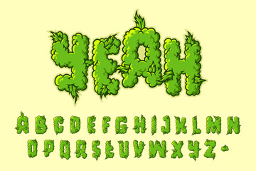 Alphabet Weed Cannabis Cartoon vector - obrazy, fototapety, plakaty