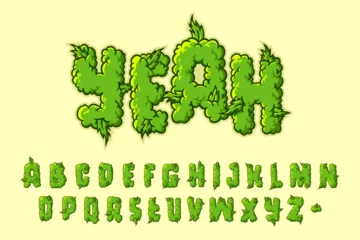 Fotobehang Alphabet Weed Cannabis Cartoon vector © JayaSenantiasa