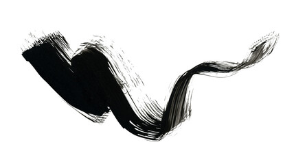 Art scrawl hand drawn line brushstroke painting smear ink pen blot. Abstract contrast black stain on white background.