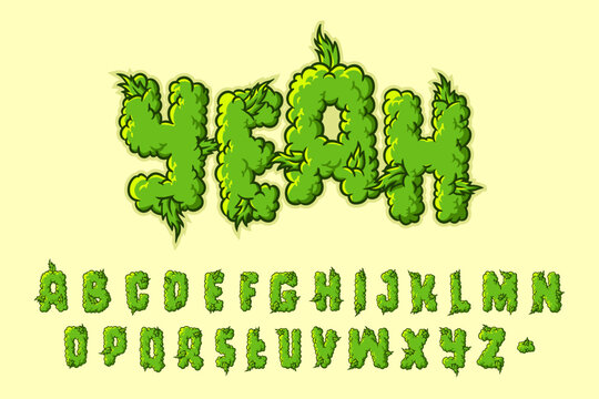 Alphabet Weed Cannabis Cartoon vector