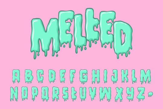  Alphabet Melted Cartoon vector Pink