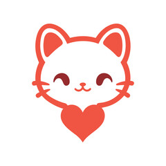Cute kitten head Animal company brand logomark illustration