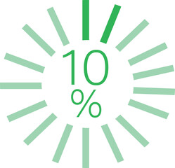 10% digital percent loading circle suitable for digital ui and ux designs	
