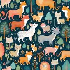 seamless pattern with cats