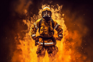 Fototapeta na wymiar safety equipment fighter smoke emergency fire firefighter rescue uniform fireman. Generative AI.