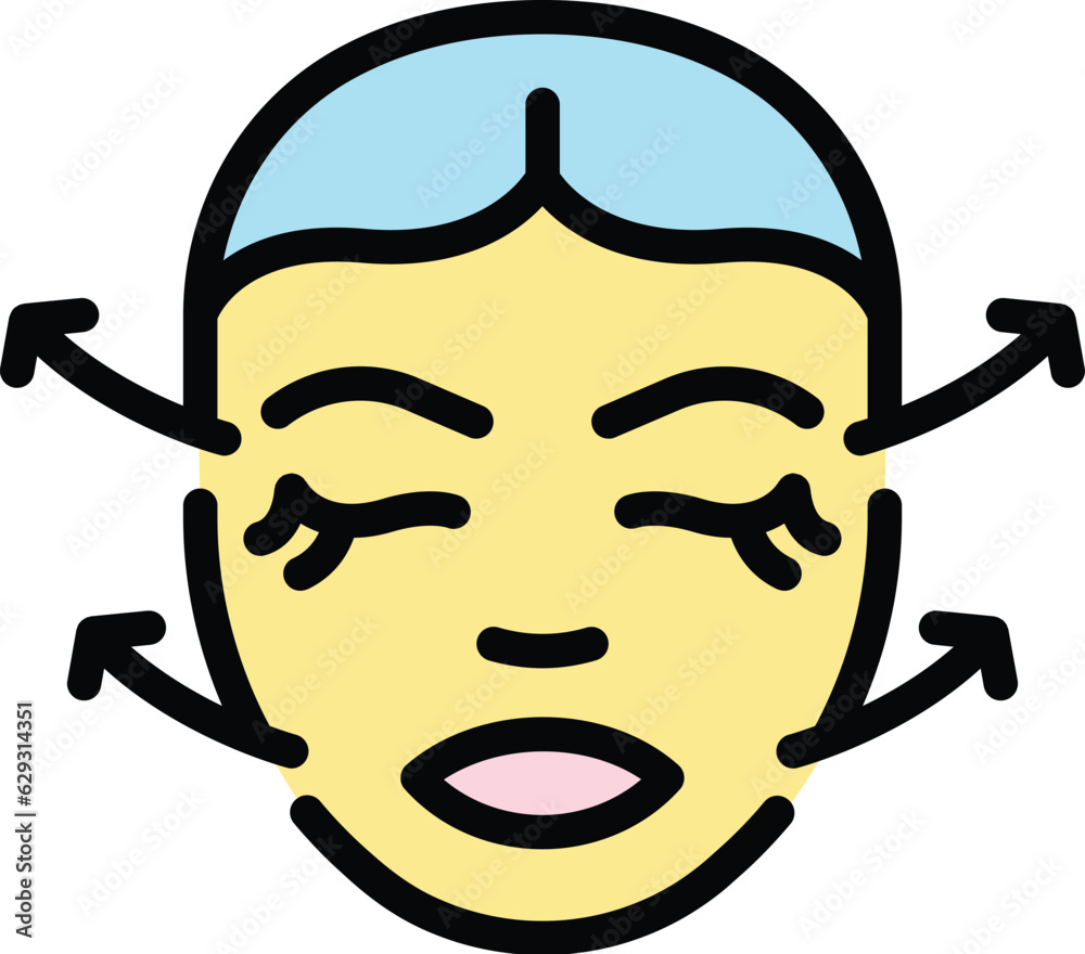Poster Step face massage icon outline vector. Skin beauty. Care spa color flat - Posters