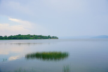 Landscape of Lake Champlain and island at Vermont, USA	