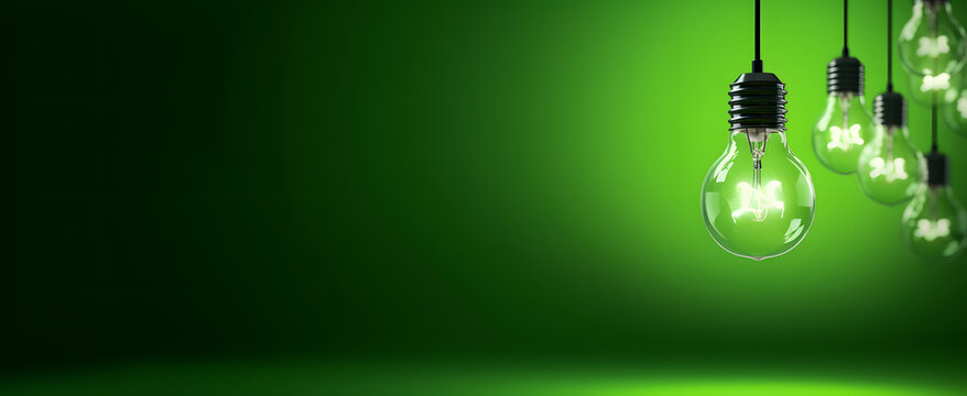 Idea concept on green background.