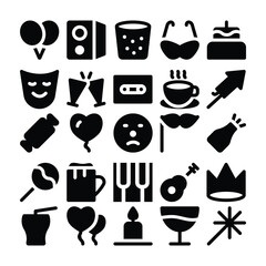 Set of Cocktail Party and Celebration Line Icons

