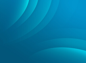 Abstract background of curved turquoise lines or layers on turquoise. High resolution full frame modern template with copy space.